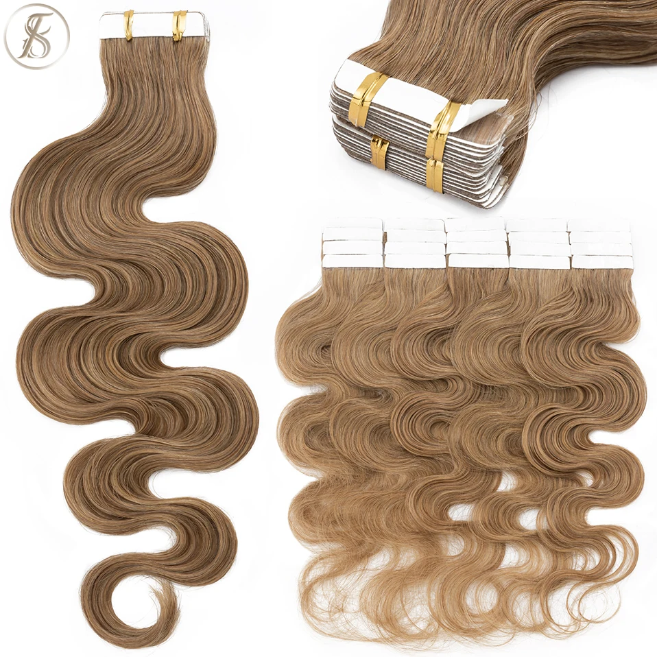 Invisible Tape In Extensions Real Hair - TESS 20pcs หยักเทปต่อผมมนุษย์ 2.5 กรัม/ชิ้น NATURAL