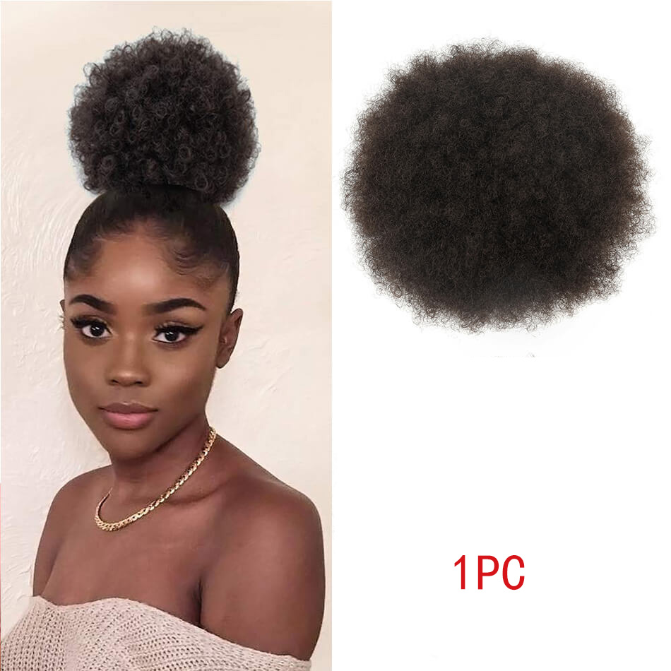 Drawstring Afro Curly Puff Ponytail - ผมปลอมแบบ Afro Puff รวบหางม้า แบบสั้น ทำจากเส้นใยสังเคราะห์