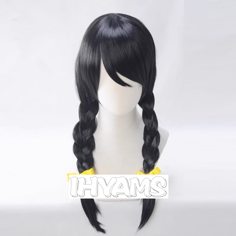 Synthetic Braided Wigs For Black Women - Bakemonogatari Hanekawa Tsubasa วิกผมคอสเพลย์สีดํา Braids ฮาโลวีนบทบาทเล่นผมวิกผมทนความร้อน