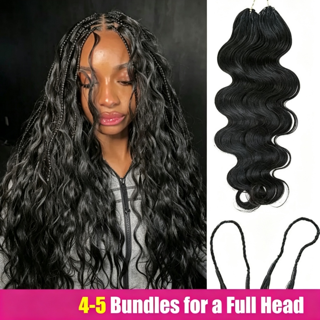 Hair Bundles - สไมล์เกิร์ล ผมต่อผมแท้แบบถักโครเชต์ลอนคลื่นธรรมชาติ ขนนก แบบแยกช่อสำเร็จ ไม่มีปม 5