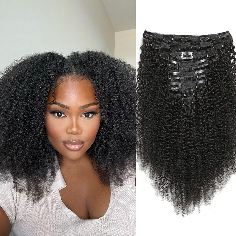 Seamless Clip In Hair Extensions Human Hair - Afro Human Hair คลิปในส่วนขยาย 100% Human