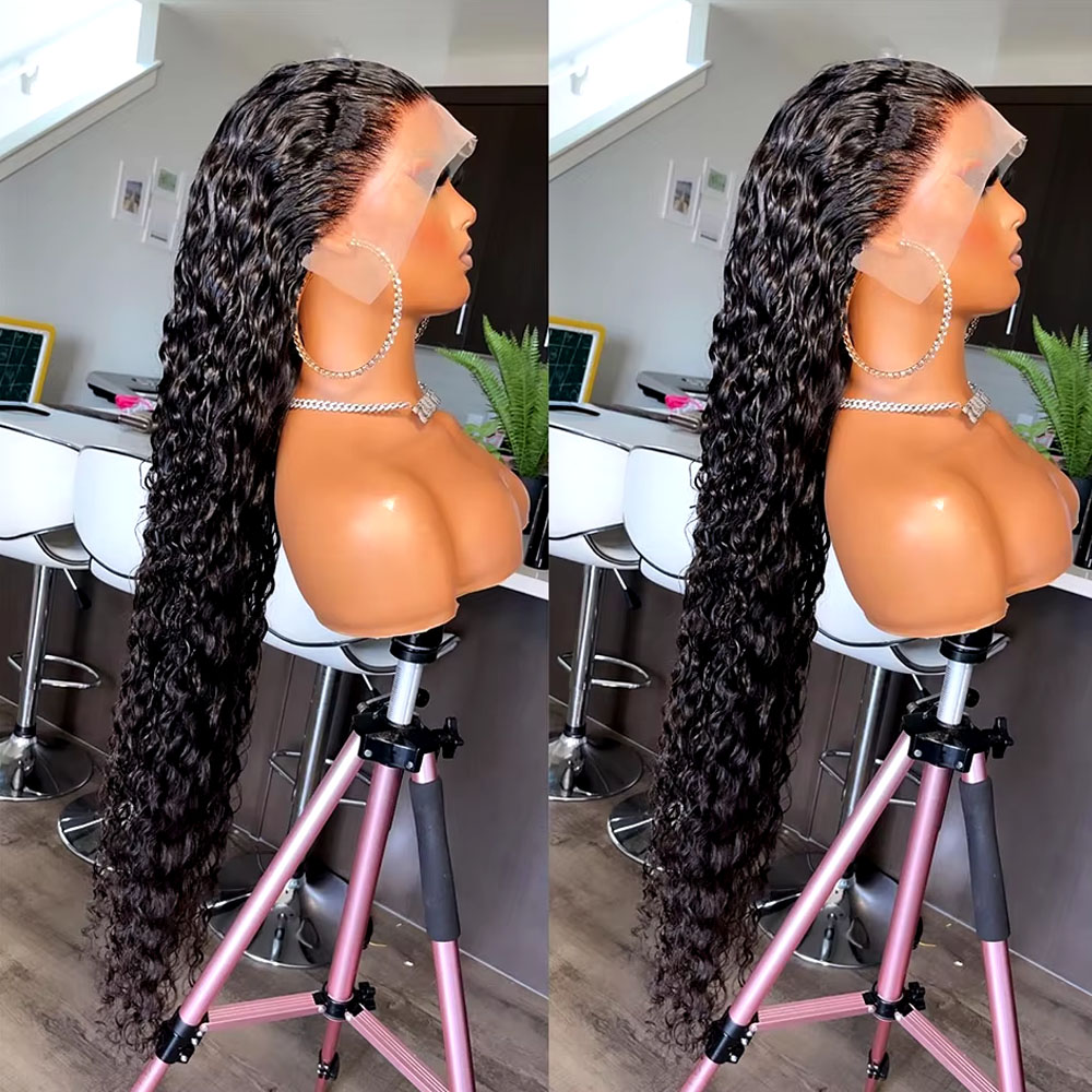 Lace Front Wigs - วิกผมมนุษย์แท้บราซิลเลียนแบบเจอร์รี่คิงกี้เคอร์ลี่เวฟ ขนาด 42 นิ้ว พร้อมลูกไม้ด้านหน้า 13x6