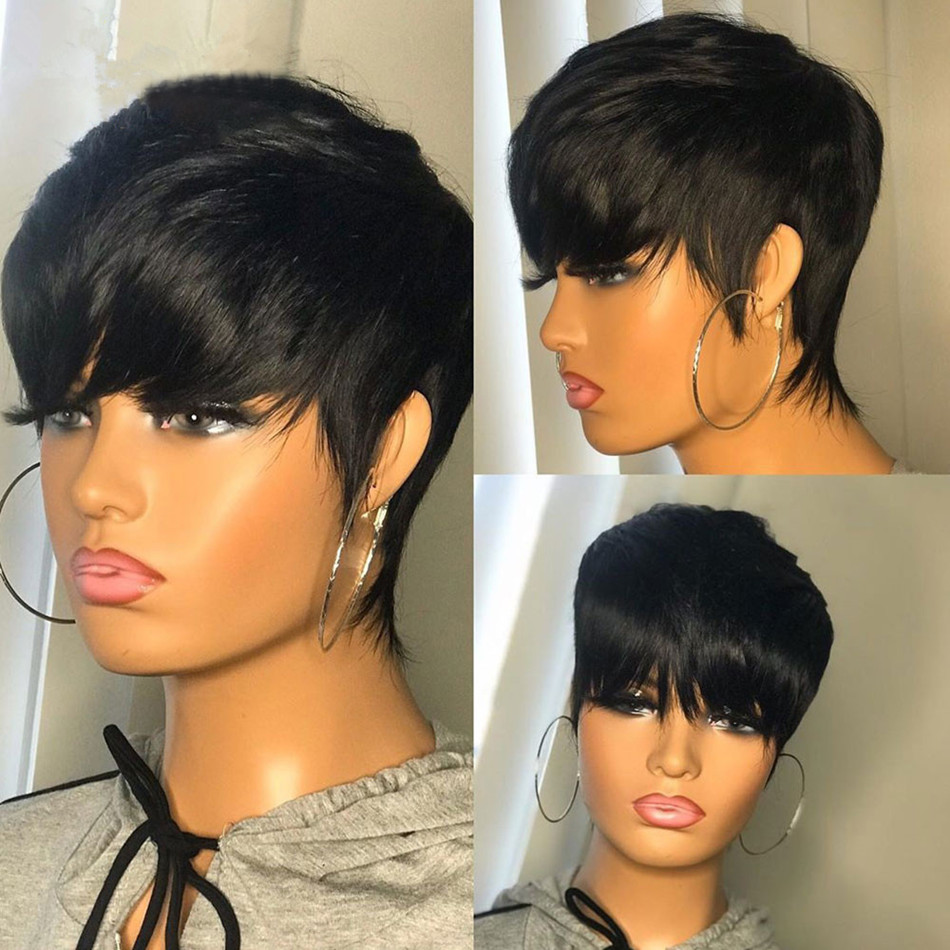 วิกผมแท้สั้นทรงพิกซี่ ผมตรง วิ - Short Pixie Cut Wig Human Hair Cheap บทวิจารณ์และราคา