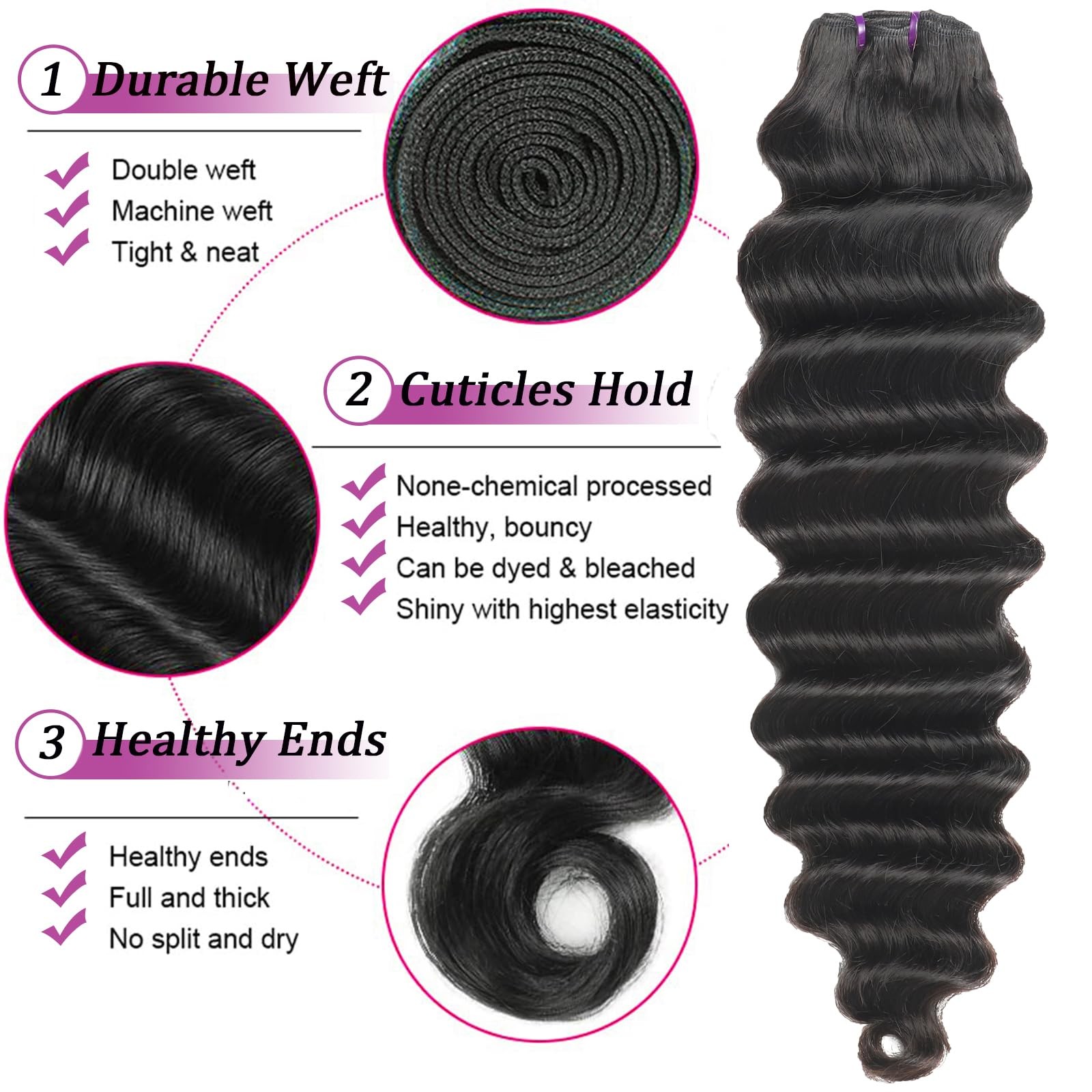 ผมลอนลึกแบบหลวมพร้อมปิดผมด้วยล - Deep Wave 3 Bundles With Closure บทวิจารณ์และราคา
