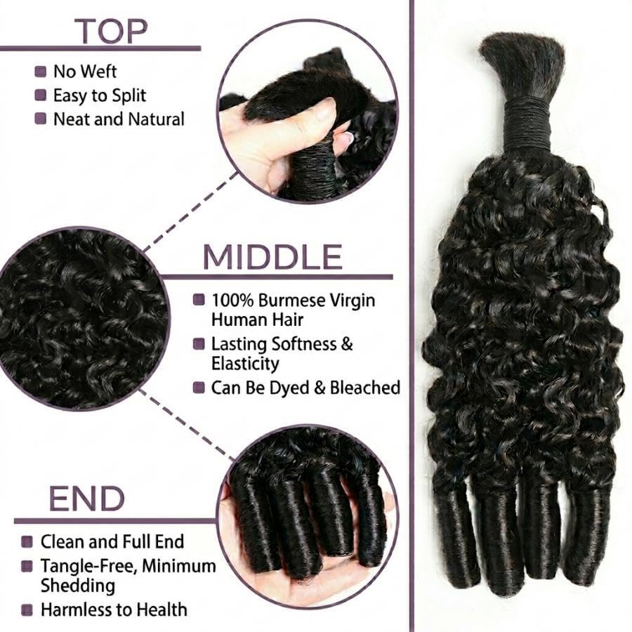 ผมถักเปียแบบโบฮีเมียน ผมมนุษย์ - Water Wave Bulk Human Hair For Braiding บทวิจารณ์และราคา