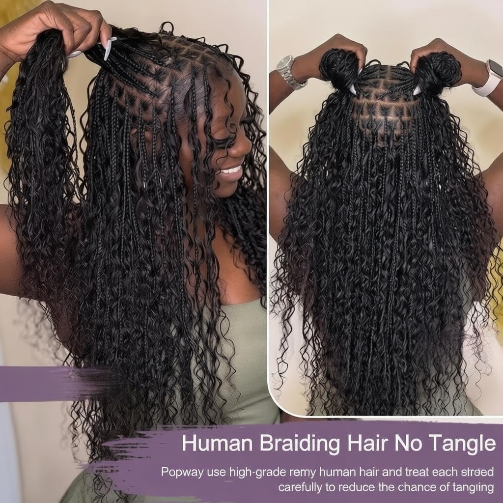 ผมถักเปียแบบโบฮีเมียน ผมมนุษย์ - Water Wave Bulk Human Hair For Braiding บทวิจารณ์และราคา