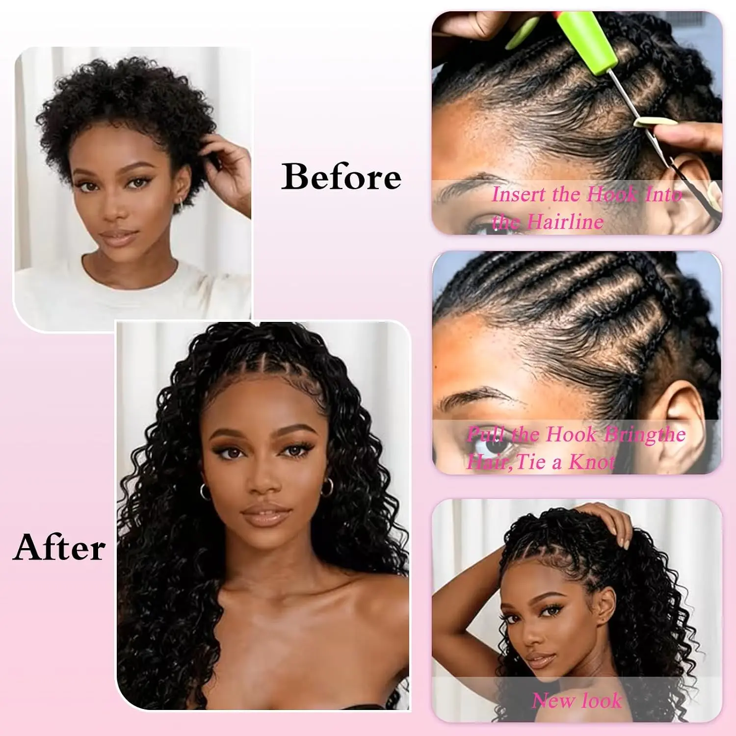 ผมแท้ถักโครเชต์ลอนลึกสีดำธรรมช - Hair Bundles บทวิจารณ์และราคา