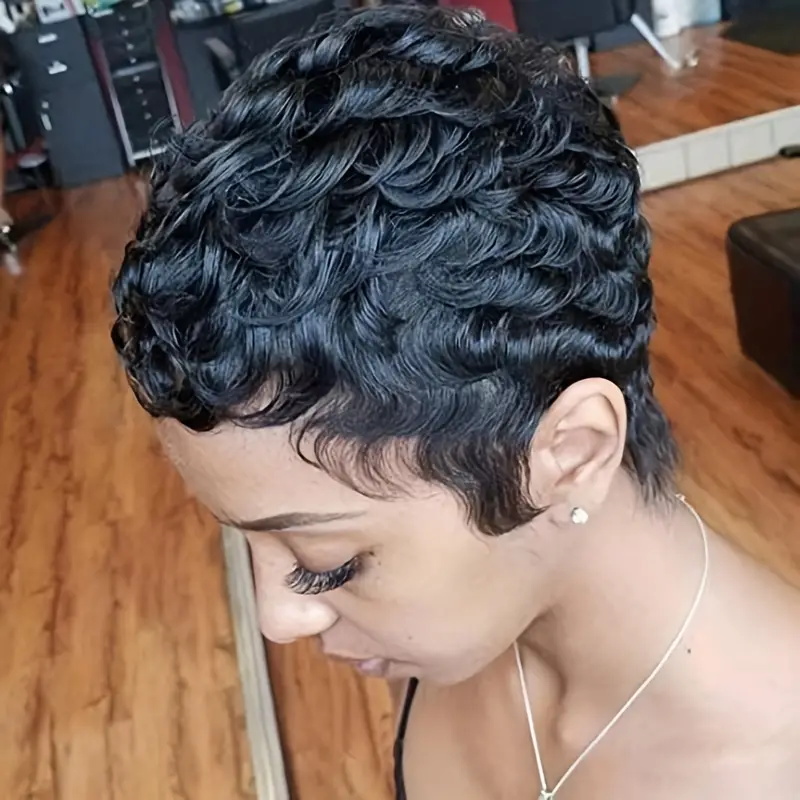 วิกผมบ๊อบสั้นทรงพิกซี่ วิกผมหย - Short Pixie Cut Wig Human Hair Cheap บทวิจารณ์และราคา
