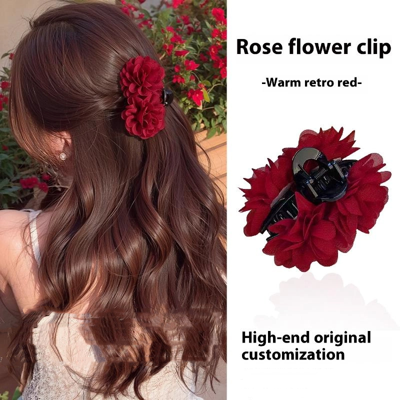 กิ๊บติดผมรูปดอกกุหลาบ ผ้าแฟชั่ - Hair Clips บทวิจารณ์และราคา