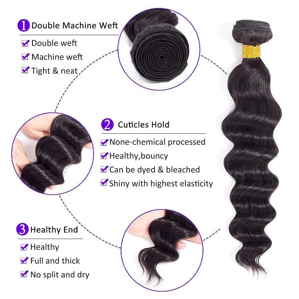 ผมต่อแบบลอนหลวมขนาด 30 นิ้ว พร - Deep Wave 3 Bundles With Closure บทวิจารณ์และราคา