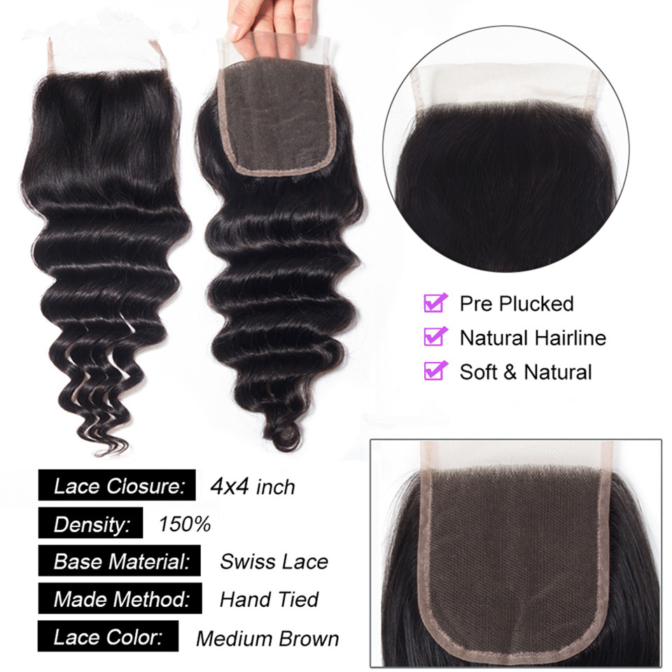 ผมต่อแบบลอนหลวมขนาด 30 นิ้ว พร - Deep Wave 3 Bundles With Closure บทวิจารณ์และราคา