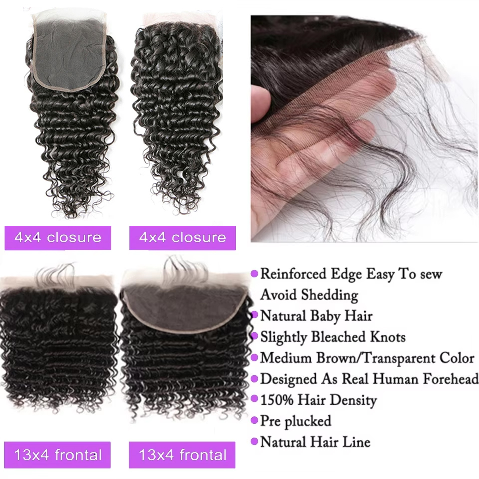 ผมบราซิลเลียนเรมี่แบบลอนลึก ขน - Deep Wave 3 Bundles With Closure บทวิจารณ์และราคา