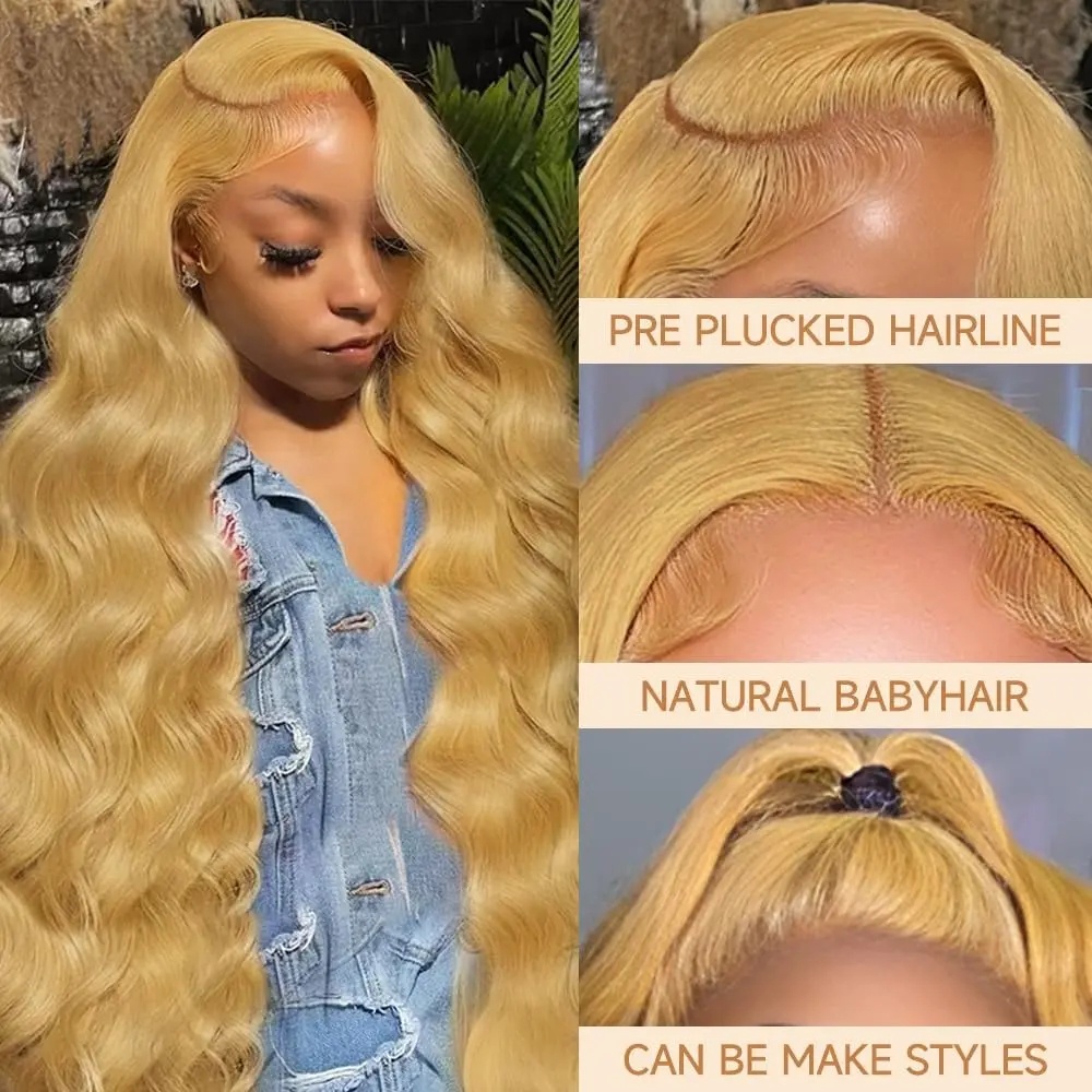 วิกผมสีบลอนด์น้ำผึ้ง ลอนคลื่นธ - Hd Lace Frontal Wig Human Hair Pre Plucked บทวิจารณ์และราคา
