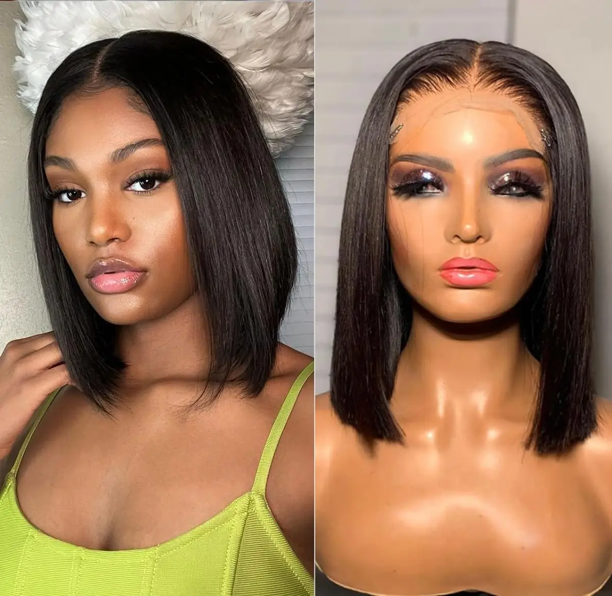 ตรงสั้นBobวิกผมผมมนุษย์ 13X6X1 - Glueless Wear And Go Human Hair Wig บทวิจารณ์และราคา