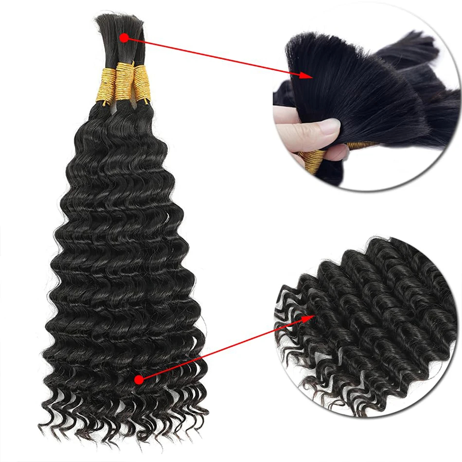 ผมมนุษย์แท้แบบไม่มีเวย์ฟสำหรับ - Water Wave Bulk Human Hair For Braiding บทวิจารณ์และราคา