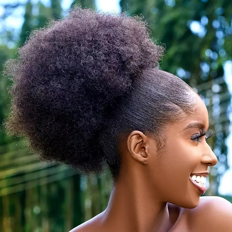 1 PC ผู้หญิง 10 นิ้ว Afro Kink - Drawstring Afro Curly Puff Ponytail บทวิจารณ์และราคา