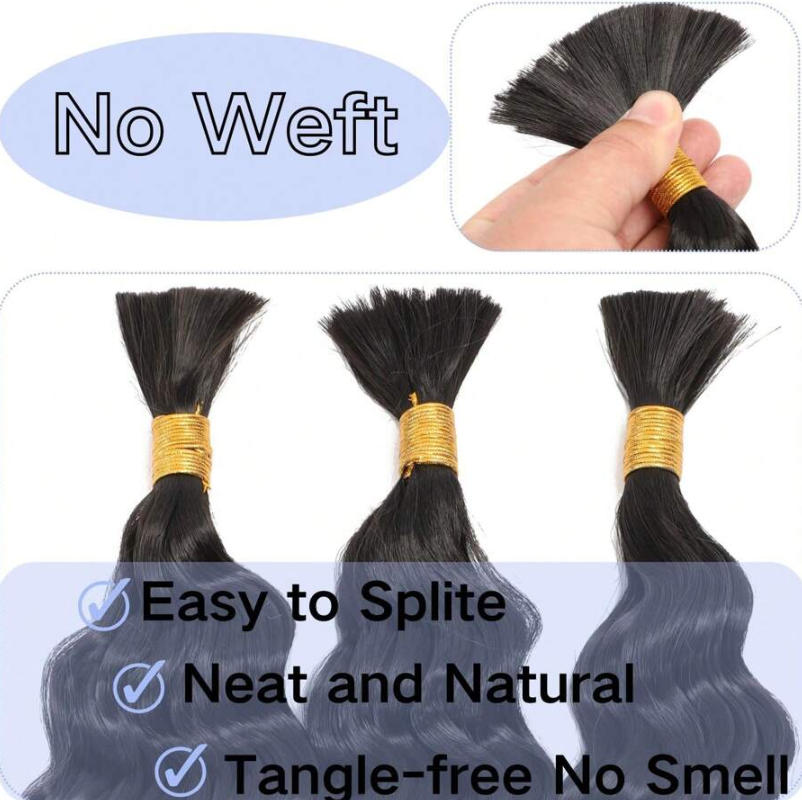 ผมถักเปียแบบไม่มีเส้นยึดสำหรับ - Water Wave Bulk Human Hair For Braiding บทวิจารณ์และราคา