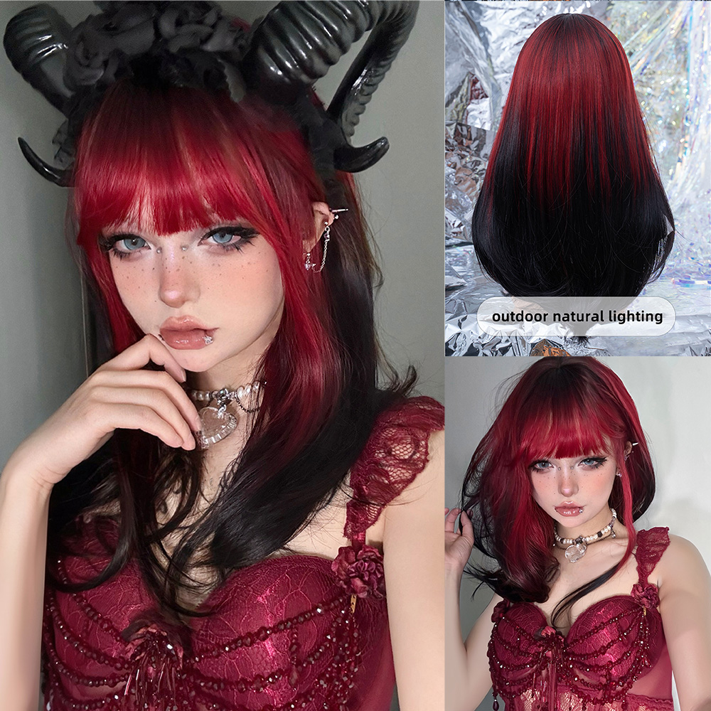 วิกผมสังเคราะห์สีดำแดงออมเบรแบ - Synthetic Braided Wigs For Black Women บทวิจารณ์และราคา