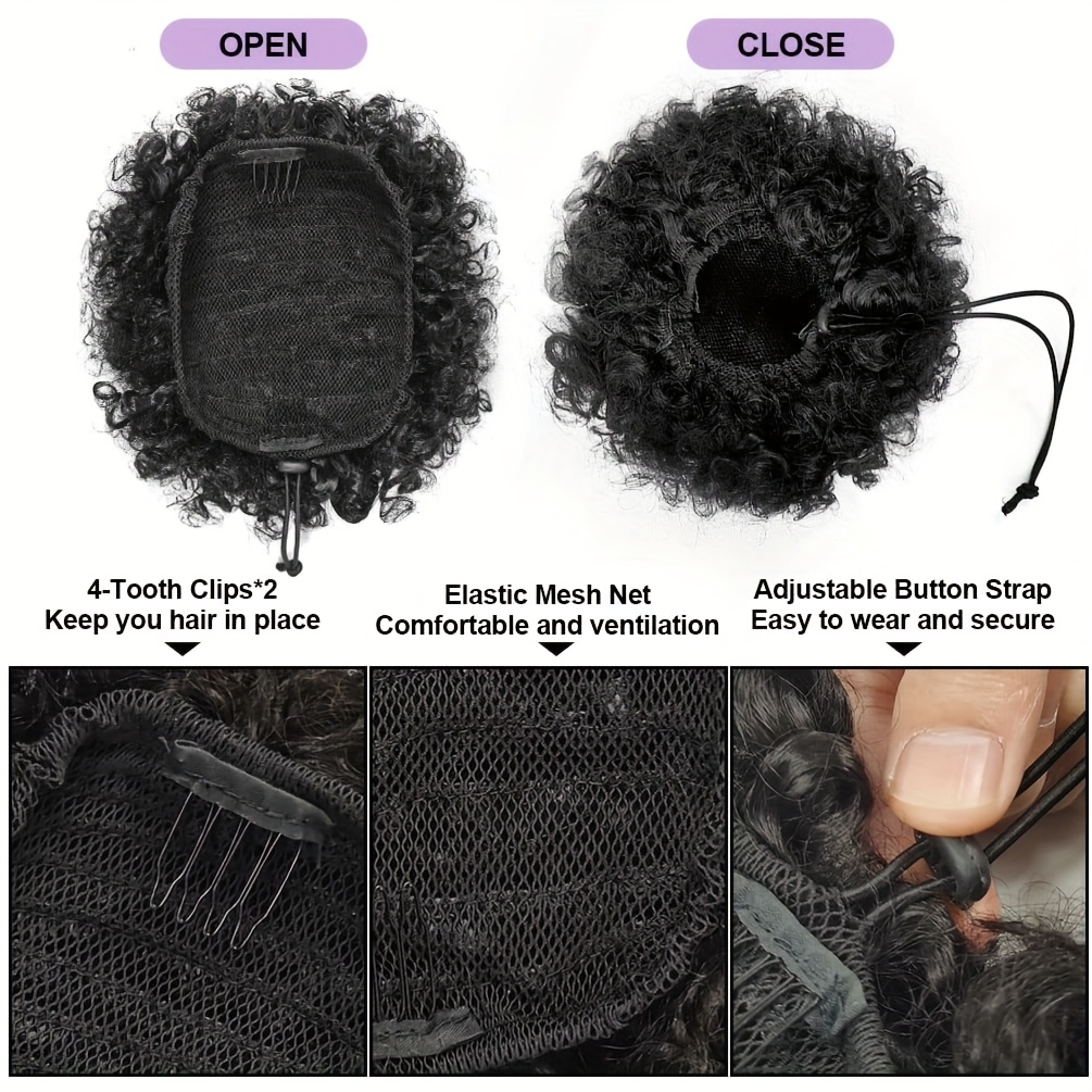ผมหางม้าแบบ Afro Kinky Puffs ท - Drawstring Afro Curly Puff Ponytail บทวิจารณ์และราคา